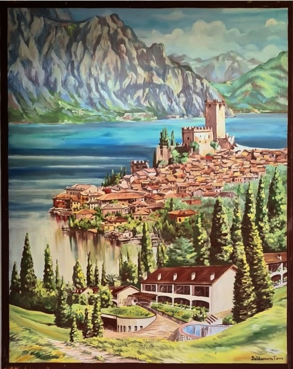 Altes Bild vom Hotel Laura Christina mit dem Ort Malcesine