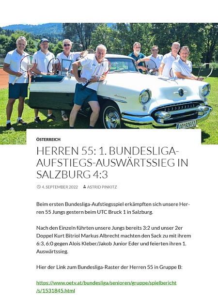 Der TC Dornbirn Webseiten-Eintrag