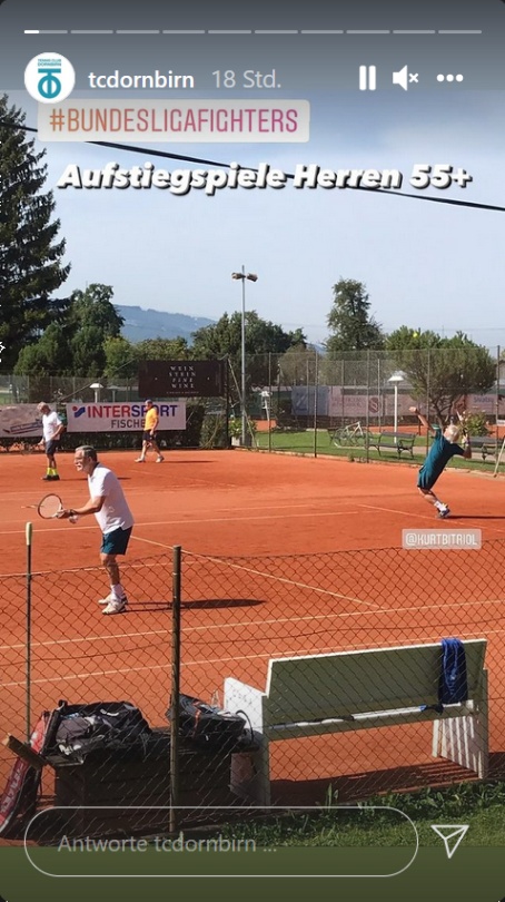 Bild vom ersten Doppel des TC Dornbirn gegen Wiener Athletiksport Club in der Bundesliga-Begegnung Herren 55