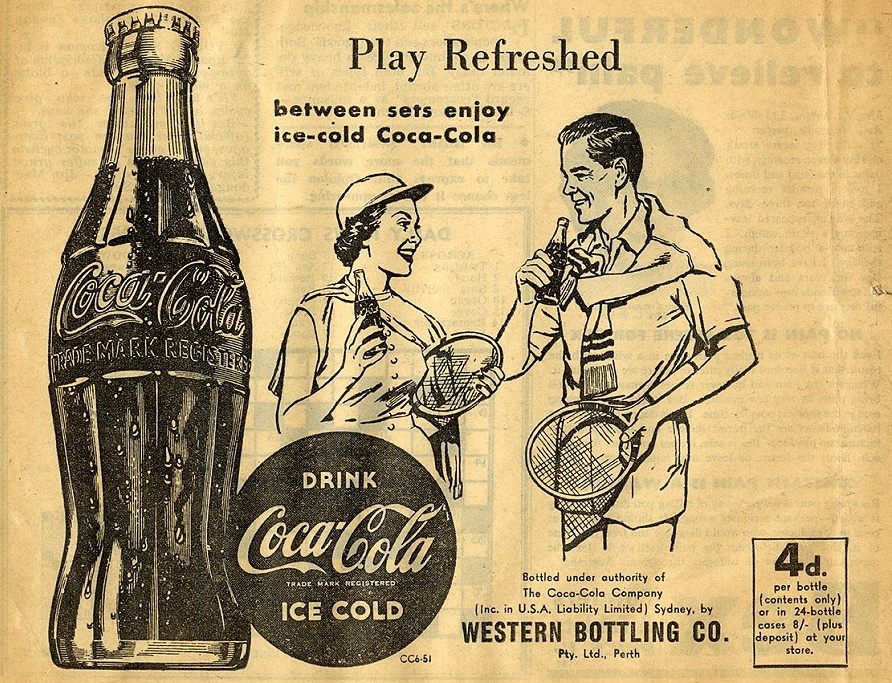 Coca Cola - Vintage Werbung mit Tennis